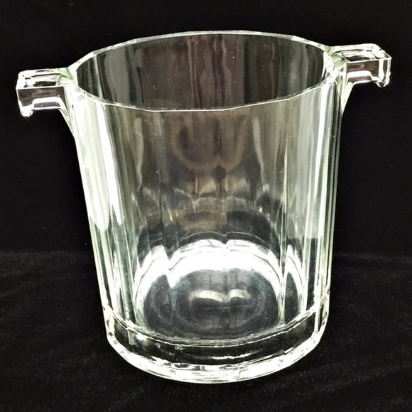 Vintage Heavy Glass Ice Bucket Tab Handles - Picture 2 of 7